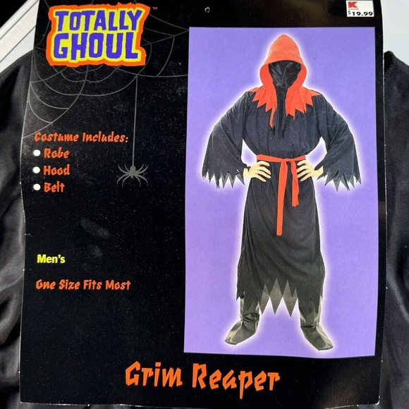 Grim Reaper Halloween Costume Dress Up Play Adult One Size NEW Totally Ghoul - Picture 1 of 4